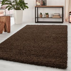 Life SHAGGY - Tapis Uni &agrave; poils longs - Marron 100 x 200 cm
