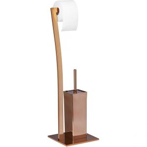 Support de papier toilette avec porte brosse WC 71 cm cuivré 13_0002546_2