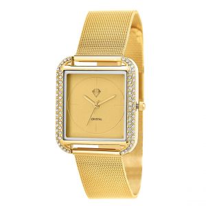 Montre Marwa jaune ornée de 72 Cristaux scintillants