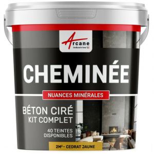 Arcane industries Arcaneindustries - Béton Ciré Cheminée, Kit avec primaire et vernis - couleur kit 2 m² (2 couches) - Cedrat Jaune