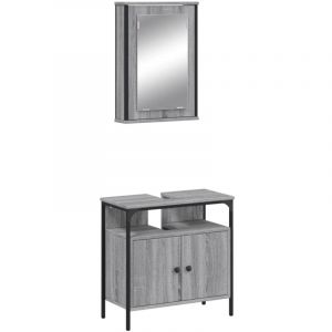 VidaXL Ensemble de meubles de salle de bain 2 pcs Sonoma gris, armoire de salle de bain, armoire de bain, meuble-lavabo de salle de bain