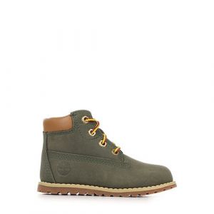 Timberland Boots enfant POKEY PINE MID LACE UP WITH ZIP Vert - Taille 26,27,28,29,30