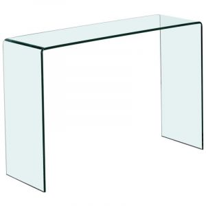 Vente-unique - Console en verre tremp&eacute; courb&eacute; - Transparent - alonzo
