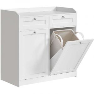 Meuble de salle de bain panier &agrave; linge placard de rangement avec 1 tiroir et 1 panier &agrave; linge sac int&eacute;rieur amovible avec poign&eacute;es 40 x 40 x 80,2 cm