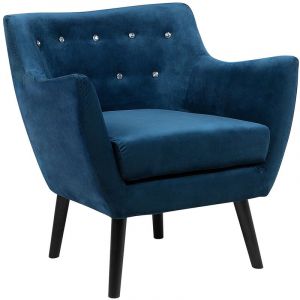 Image de Beliani Fauteuil en velours bleu marine DRAMMEN