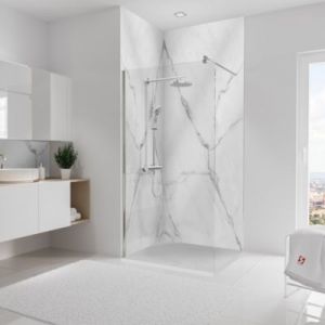 Schulte-ufer Panneau mural Lot de 2 panneaux 100 x 255 cm Marbre de carrare brillant, revêtement pour douche et salle de bain, DécoDesign brio