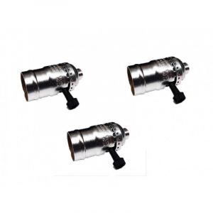 Desineo Lot de 3 douilles Chromé de type E27 vintage avec interrupteur rotatif