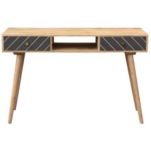 Image de Miliboo Console en manguier massif avec tiroirs anthracite et doré L120 cm WALTER