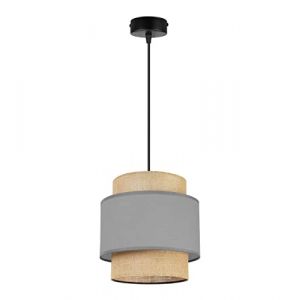 Light-Home Boho Abat Jour Suspension Luminaire Lustre - Moderne Plafond - E27 - À 1 Lumières - Gris et Jute