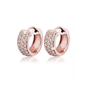 Elli Boucles d'Oreilles Cr&eacute;oles pour dames &Eacute;l&eacute;gant avec cristaux en argent sterling 925 plaqu&eacute; or