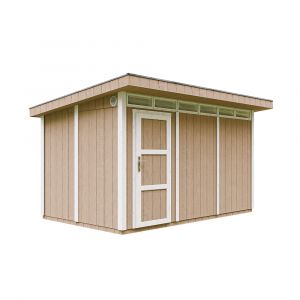 Abri de jardin à base de bois en panneaux LP SmartSide 9 m² - Abri de jardin avec sol et tuiles bitumineuses L412xL279xH237 cm - Abri de jardin Timbela M904- Couleur de peinture TERRA BROWN