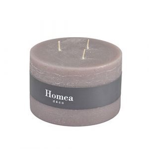 Homea 6BPC022TF Bougie Cylindrique Paraffine Taupe Foncé 12.5x12.5x8 cm