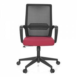 Image de hjh OFFICE Chaise de bureau / Chaise pivotante PRESTON tissu maille noir / rouge