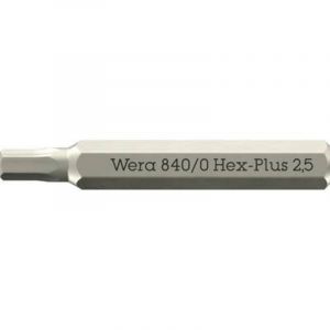 Wera 05058112001 840/0 Embouts Micro Hex-Plus pour vis à six pans creux, 2.5 x 30 mm