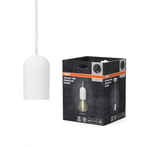 Osram Suspension Vintage 1906 ROUND PLASTER E27, blanc, max. 25 W (LED 15 W), culot E27, rosace ronde, suspension d'intérieur, à combiner avec des lampes 1906 Vintage ou intelligentes