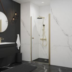 Schulte-ufer Porte de douche pivotante, verre 5 mm anticalcaire, style, profilé or mat, 90 x 192 cm