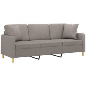 VidaXL Canap? 3 places avec oreillers d?coratifs taupe 180 cm tissu