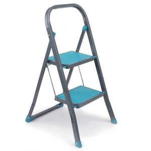 Beldray LA023957TQEU Escabeau Pliable à 2 Marches antidérapants, léger Marche Pied 2 marches avec Poignée de Transport et Clip de sécurité, Max.150kg, Acier Robust pour intérieur/extérieur/Bricolage