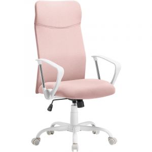Songmics Fauteuil de bureau réglable en hauteur et inclinable rose bonbon