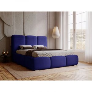 Lit rembourré avec rangement 160x200 velours bleu Bubble
