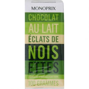 Image de Monoprix Chocolat au lait et aux éclats de noisettes - Les 2 tablettes de 100g