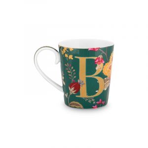Pip studio Mug en Porcelaine Alphabet Floral Fantasy B vert - 350ml