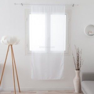 Vitrage transparent, Etamine givrée blanc l 90 x H 200 cm