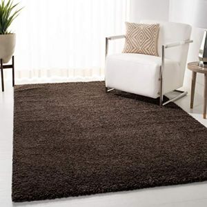 Safavieh August Shag Collection AUG900T Tapis d&eacute;coratif &ndash; 1,2 x 1,8 m, Marron, Design Solide, ne perd Pas Ses Poils et Facile d'entretien, 3 cm d'&eacute;paisseur, id&eacute;al pour Les Zones &agrave; Fort trafic dans
