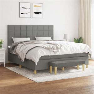 VidaXL Boxspring met matras stof donkergrijs 160x200 cm3137166