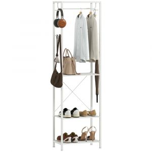 Homcom Meuble d'entr&eacute;e rangement multifonctionnel en m&eacute;tal blanc