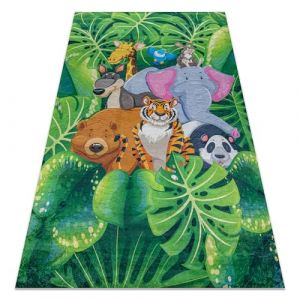 Tapis lavable BAMBINO 2651 Animaux, Jungle pour les enfants antidérapant - vert / marron green 80x150 cm