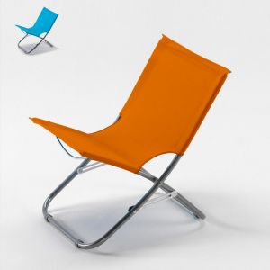 Image de Beach and Garden Design Chaise de plage transat pliante fauteuil piscine acier RODEO | Orange