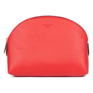 Hexagona Trousse à Maquillage - pour Femme - Collection Confort - Fraise - en Cuir de Vachette grainé