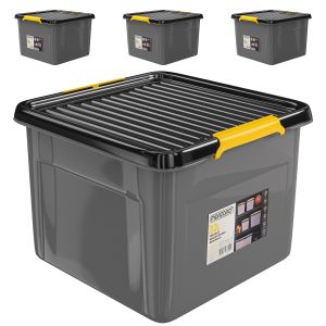 Monzana Lot de 4 bo&icirc;tes de rangement Gris/Anthracite 39x39x26cm empilables