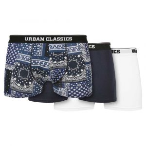 Urban classics Lot de 3 Boxers organiques Caleçon Boxeur, Bandana Bleu Marine + Bleu Marine + Blanc, M Homme