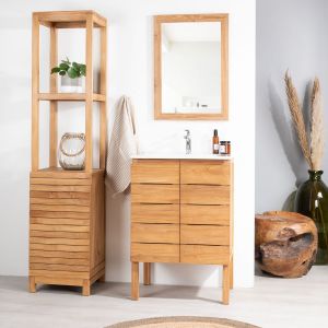 Wanda Collection Meuble salle de bain en teck et céramique 60 cm ANANTA