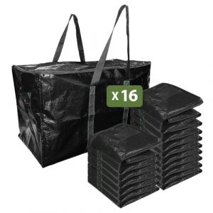 Pack And Move - Lot 16 Grands Sacs Déménagement, Rangement Et Transport Ultra Résistant - Réutilisable - Poignées Solides - 100L