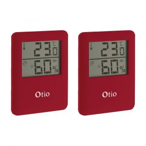 Otio Lot de 2 thermomètres hygromètres magnétiques LCD - Bordeaux