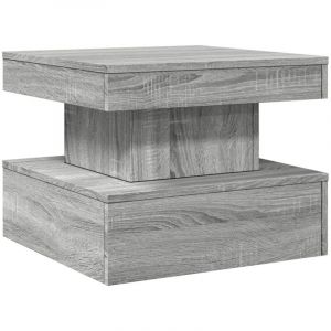 VidaXL Table Basse avec Lumières LED, Bout de Canapé, Table d'Appoint, Meuble de Salon Salle de Séjour Intérieur, Moderne, Sonoma Gris