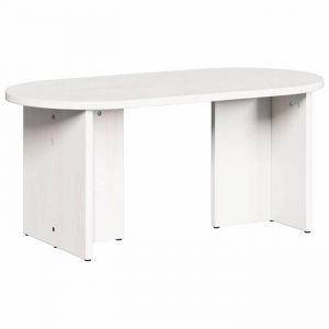 VidaXL Table basse ovale en bois de pin - Blanc - 80x395x35 cm - Bois de pin massif - Design minimaliste