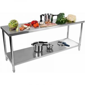 Royal Catering Table De Travail Neuve Plan De Travail Professionnel Avec Etagere Inox 200 x 60 x 85cm RCAT-200/60