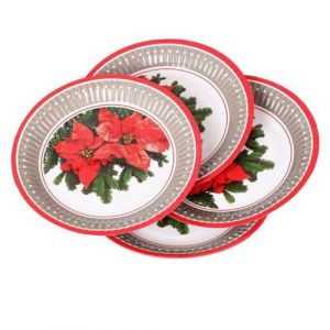 Image de Lot de 6 iettes en Carton "Poinsettia" 18cm Rouge Prix