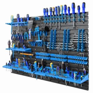 Mur à outils 115,8 x 78 cm étagère d'atelier porte-outils porte-outils mur d'atelier de garage en plastique BLEU