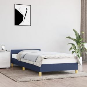 VidaXL Cadre de lit avec tête de lit Bleu 90x200 cm Tissu