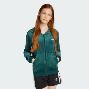 Adidas Originals Sweat-shirt à capuche zippé velours, pointure 128 cm - Taille 128 cm