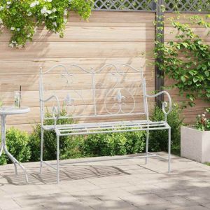 VidaXL Banc Blanc M&eacute;tal 104 X 54 X 93 Cm Durable Banc D'ext&eacute;rieur