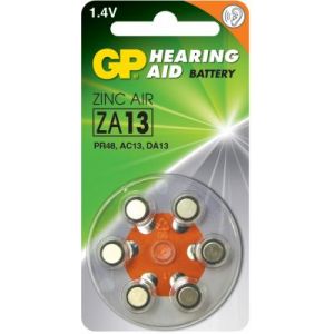 GP ZA13 - Blister de 6 piles bouton zinc air compatible PR48/DA13X/AC13E