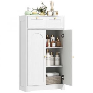 Homcom Meuble salle de bain double porte arquée panneau de particules blanc