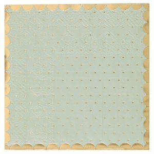 Ruedelafete Sachet de 20Petites Serviettes pois dorés, Sauge