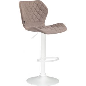 CLP Tabouret de bar Cork en tissu taupe M&eacute;tal blanc mat